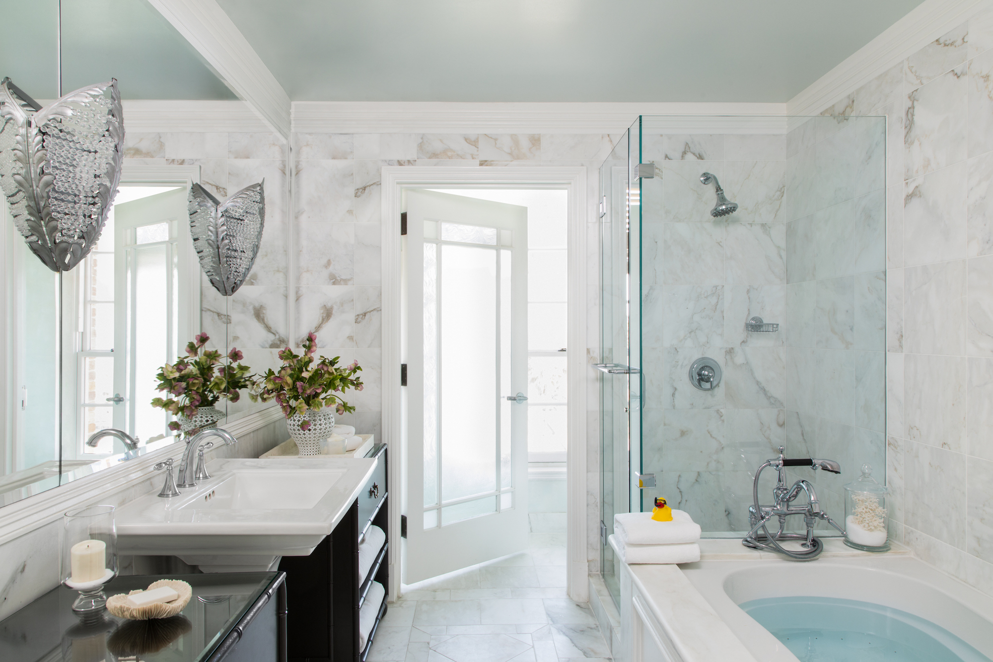 Ocean Suite marble Bathroom with shower and tub